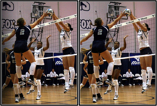 Terms For Volleyball Blocking Skills: A joust occurs between one blocker and one hitter who was trying to tip the ball over the blocker and instead the ball was set close to the net (M. E. Johnston)