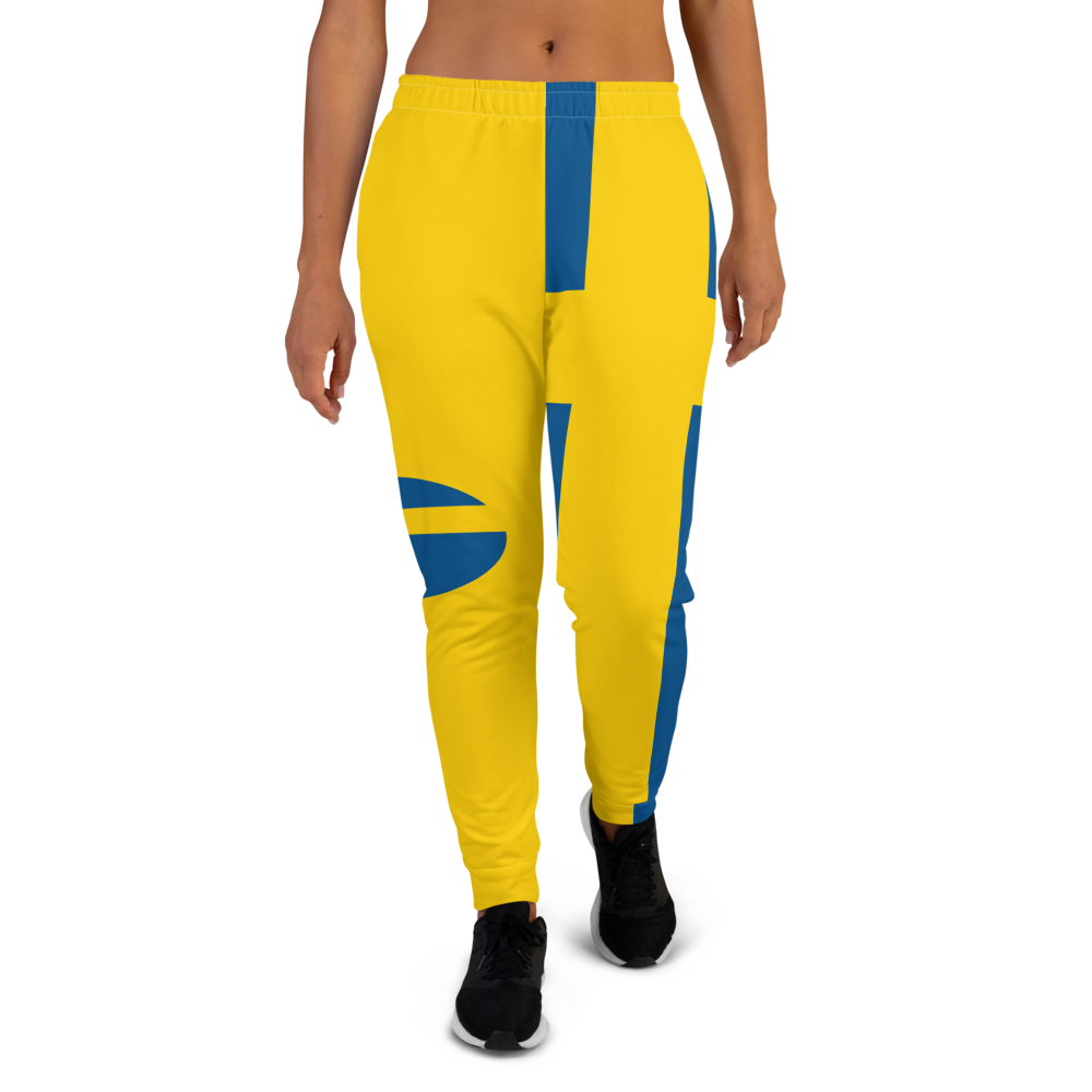 Yellow jogger pants inspired by the national flag of Sweden available Spring 2021.