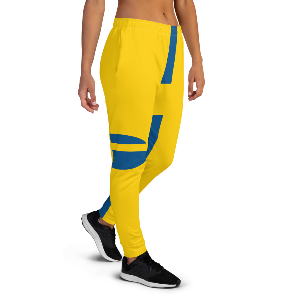 Yellow jogger pants inspired by the national flag of Sweden available Spring 2021.