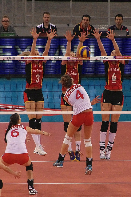 Learn volleyball: The triple block, three blockers