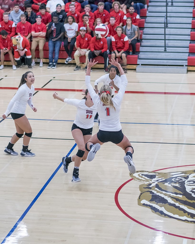 The offensive volleyball plays the team runs is determined by the setter who chooses the speed, height and location on the net of the sets the hitters will attack.  (Al Case)