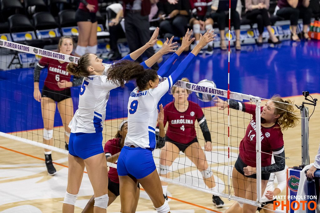 Knowing how to put up an effective volleyball block will keep the opposing team from scoring points from their front row while they are on offense.(Matt Pendleton photo)