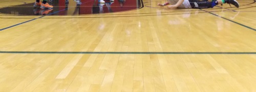 Dimensions of a volleyball court: Centerline, sideline and ten foot line at the Stupak Community Center