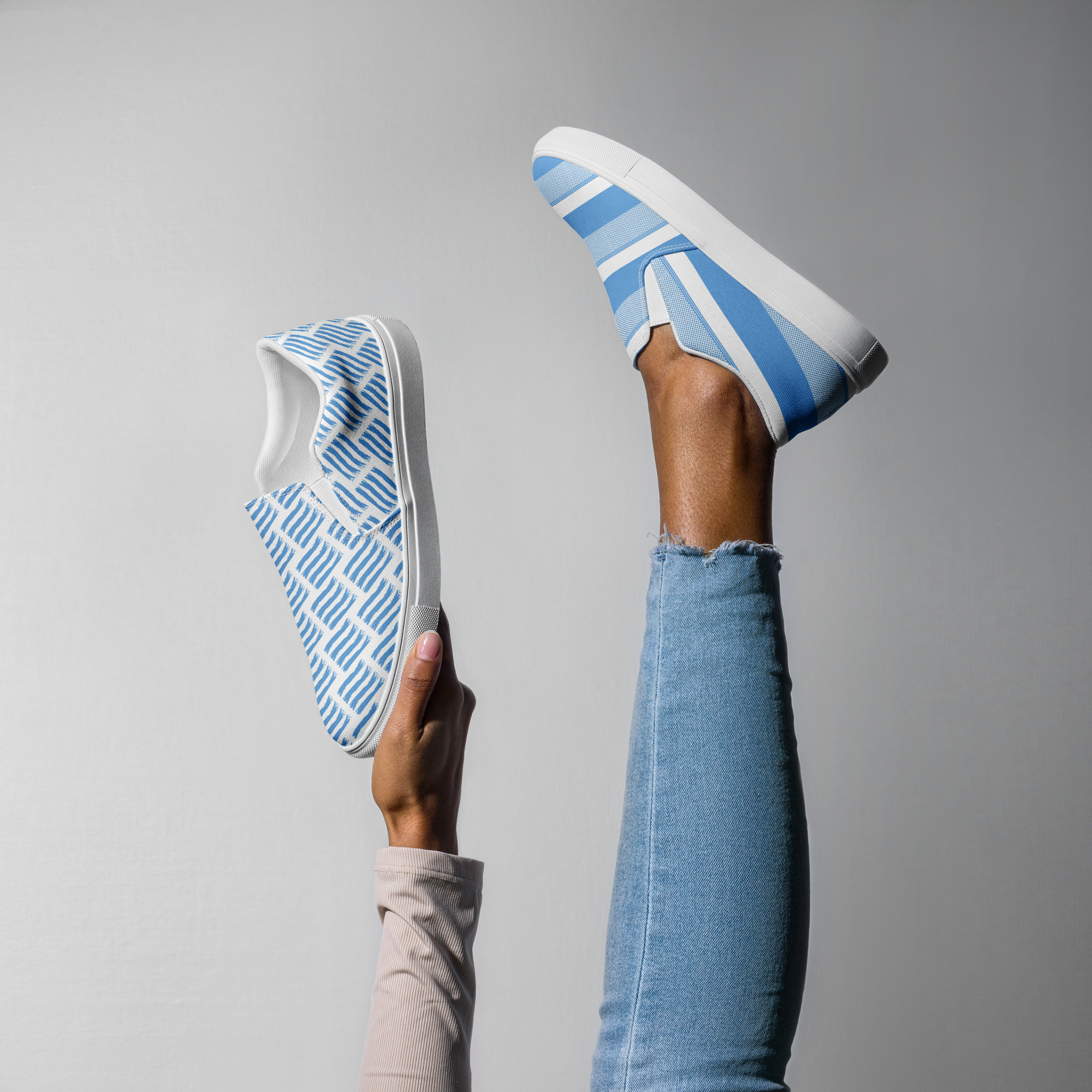 Introducing the "Argentinas" ...the light blue and white Women Slip on Canvas Shoes in the 2023-2024 ACVKs shoe line.