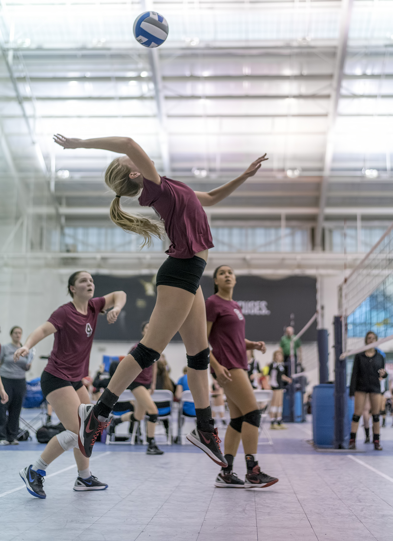 How to Hit A Volleyball: If you make your approach early and can't see the block when you contact the ball you should wait longer before taking your last 2 approach steps. (Al Case)